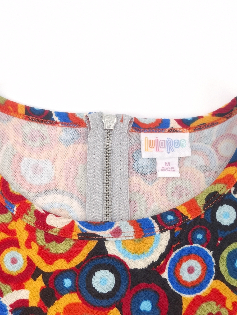 ✨LuLaRoe Amelia Dress Size Medium Mod Retro Colorful Swirl Pleated Pockets✨ - Picture 9 of 12